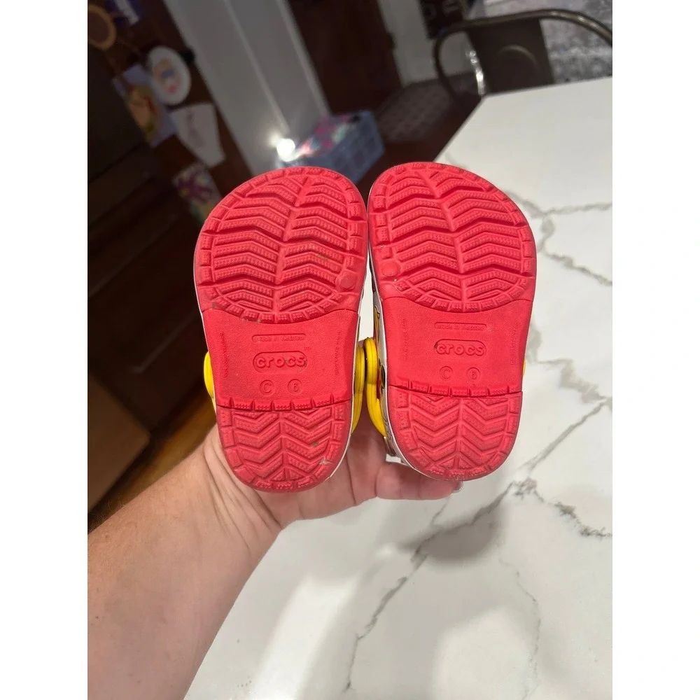 Minnie Mouse Red White Yellow Black Dotted Light Up Crocs C5 UK Infant 6